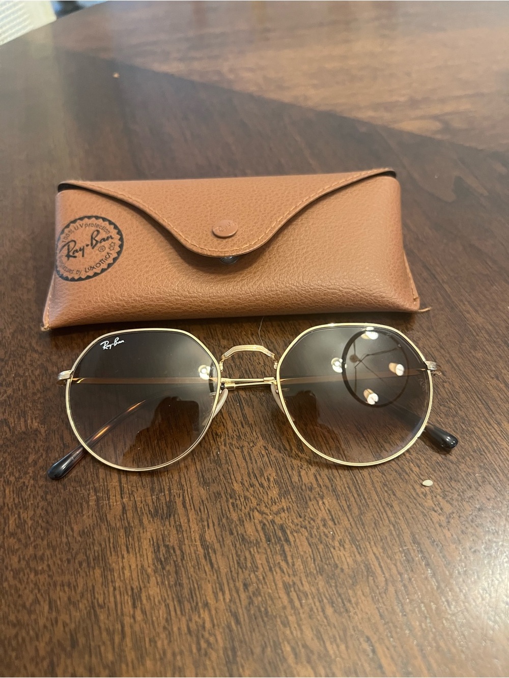 Ray-Ban Women's Round Metal Sunglasses in Gold with Brown Lenses